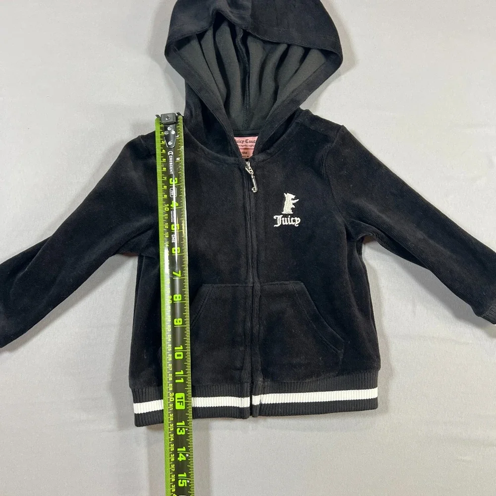 Juicy Couture Hoodie Kids 18M Black Cotton Logo Embroidered Ribbed Trim Full Zip